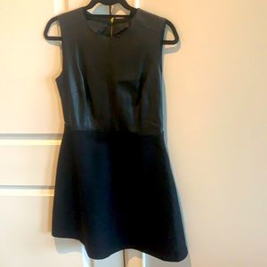 Zara black faux leather dress with A-line skirt